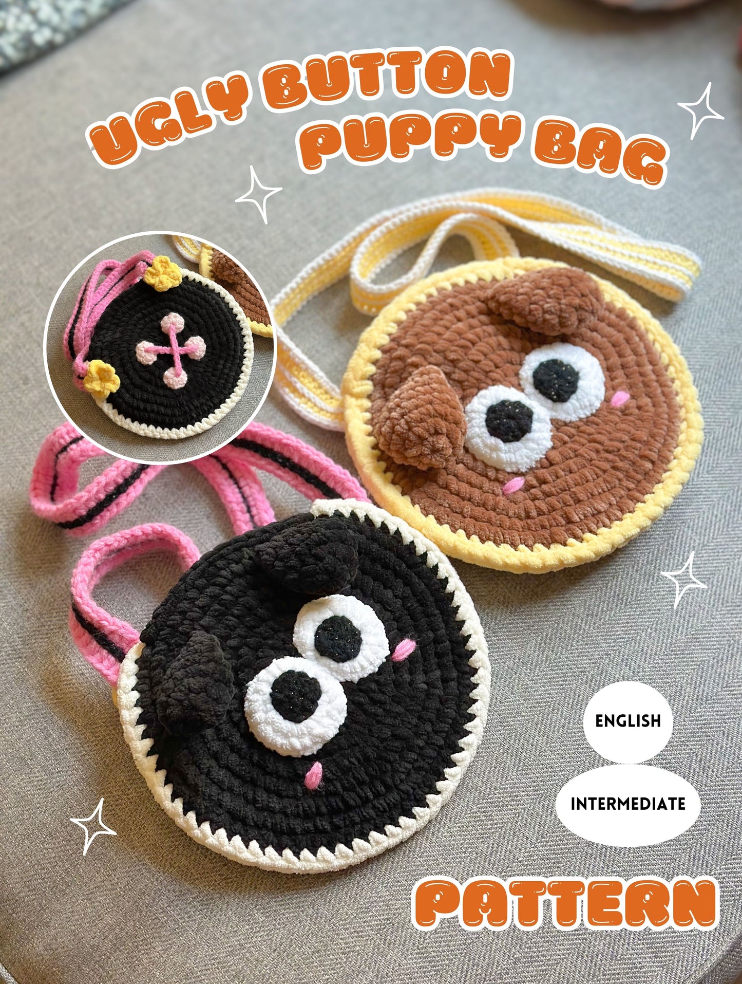 Ugly Button Puppy Bag Crochet Pattern