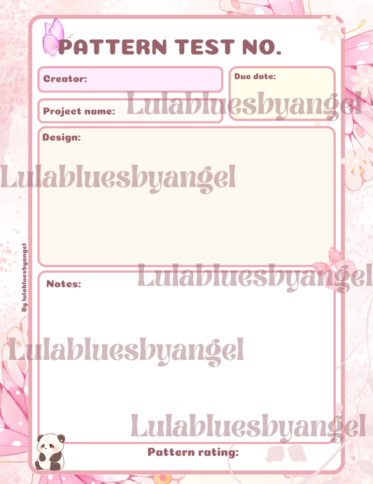 Pattern test notes PDF printable pink theme