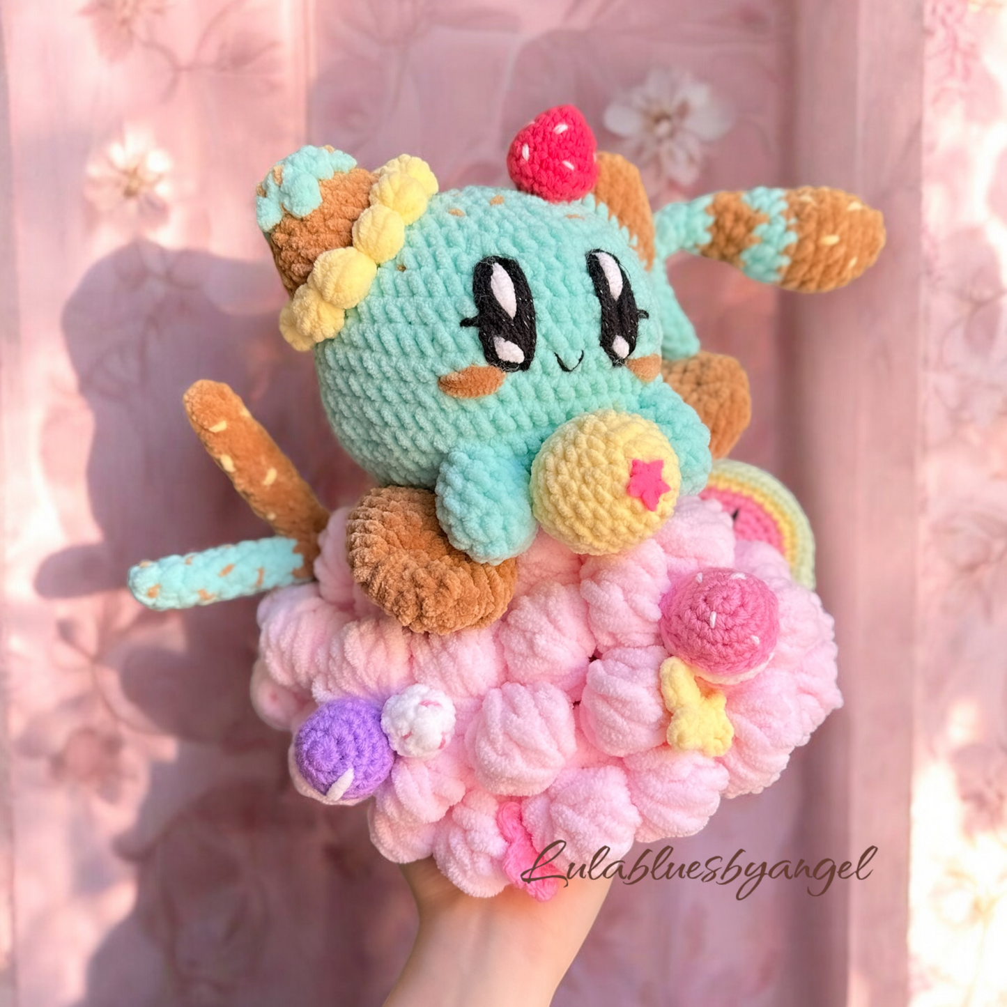 Minty Cat On Halo Plush Décor (made to order)