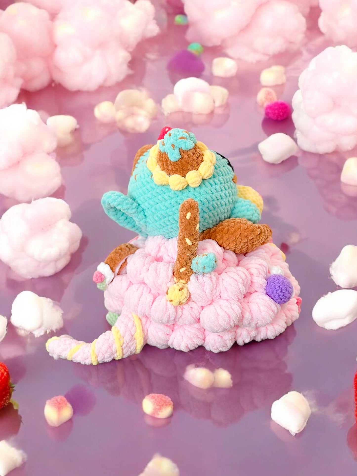 Minty Cat On Halo Plush Décor (made to order)