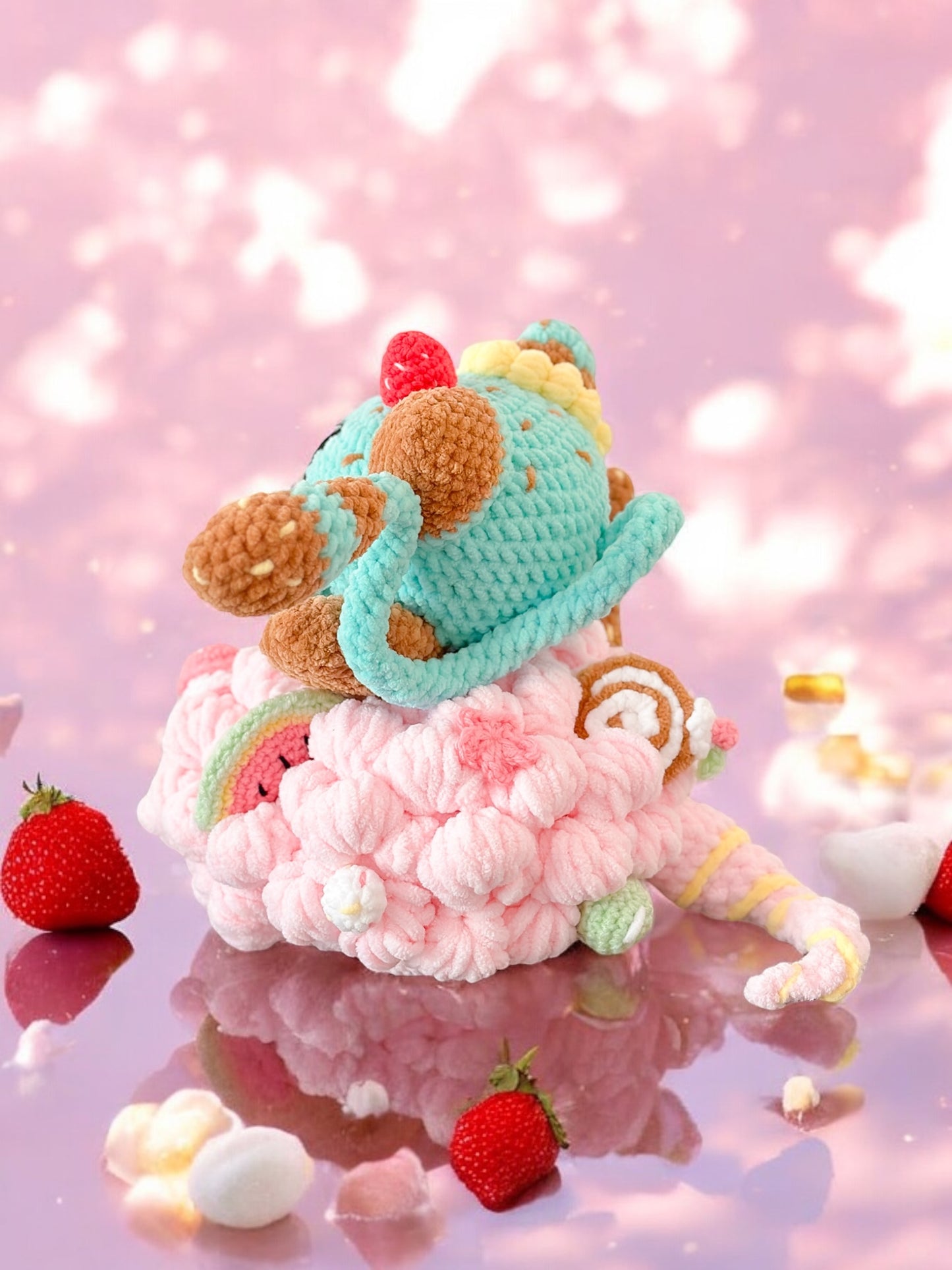 Minty Cat On Halo Plush Décor (made to order)