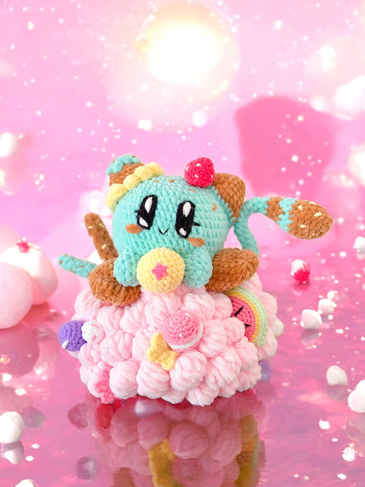 Minty Cat On Halo Plush Décor (made to order)