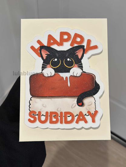 Happy subiday birthday die cut greeting card set with envelope