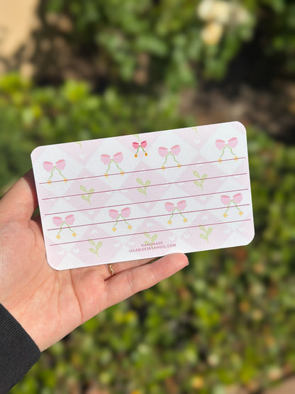 Pink Coquette Note Card 5" x 3"