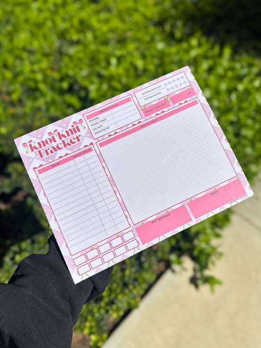 Personalized Knot Knit Project Tracker Notepad 8.5" x 11"