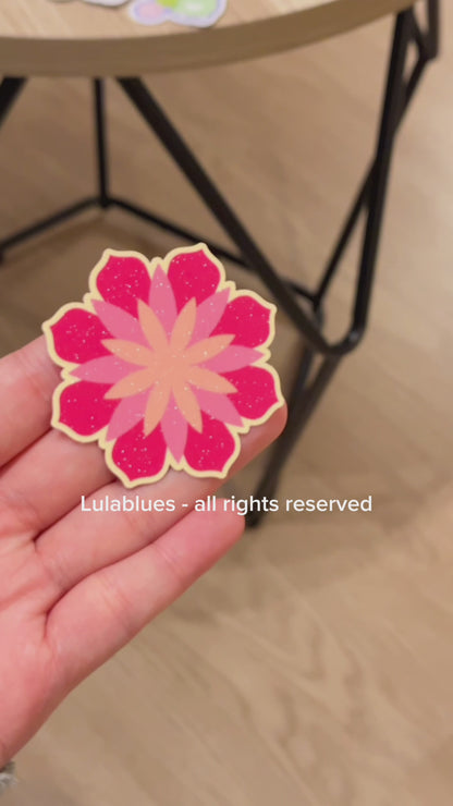 Flower Magenta Die Cut Vinyl Sticker